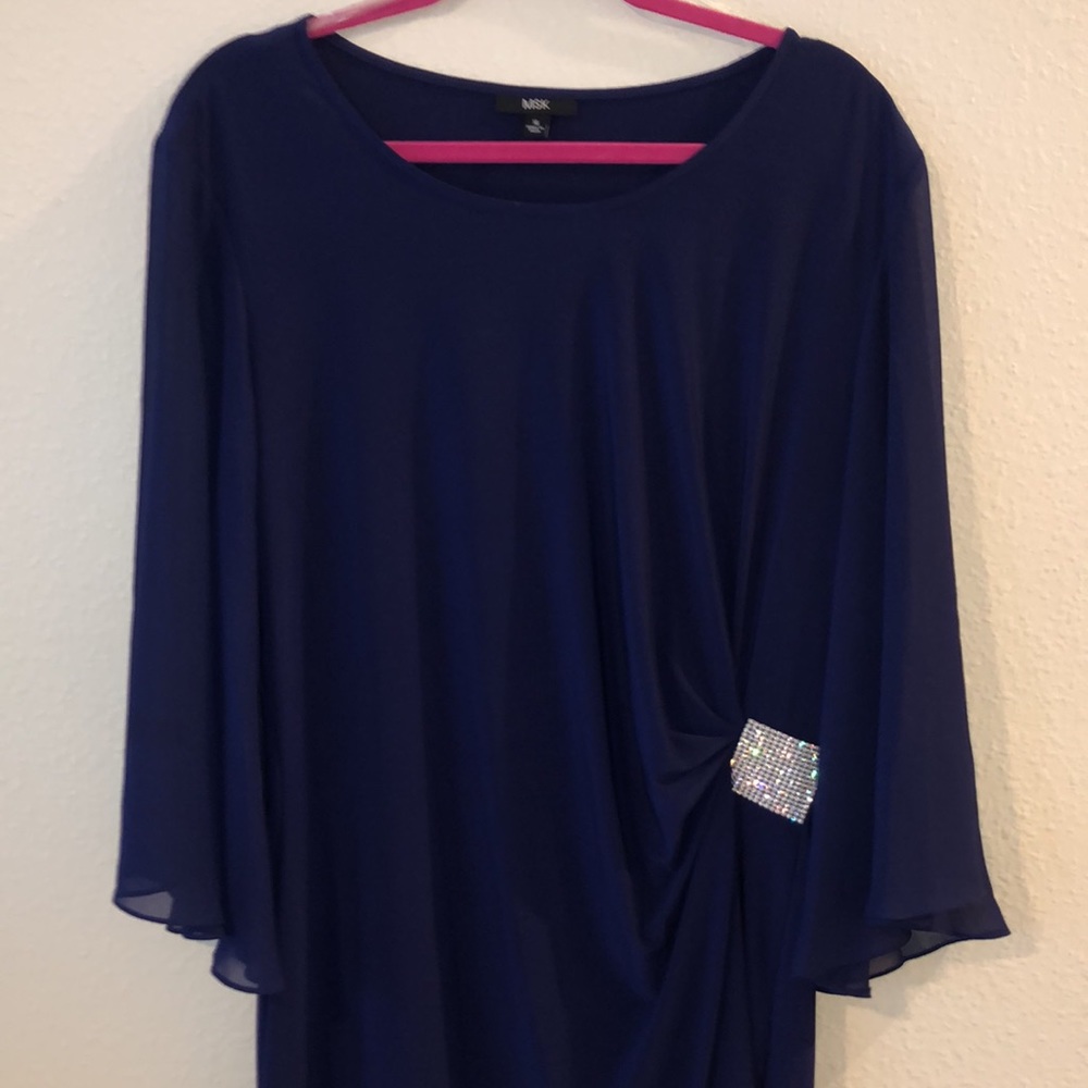 Blue MSK dress with rhinestone embellishment … size 16.   Worn once! - Picture 2 of 8